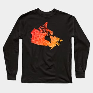 Colorful mandala art map of Canada with text in red and orange Long Sleeve T-Shirt